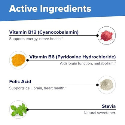 Superior Source Vitamin B-12 Cyanocobalamin 1000 mcg + B-6 + Folsäure 800 mcg – 60 sublinguale Tabletten zur Unterstützung von Herz, Gehirn und natürlicher Energie