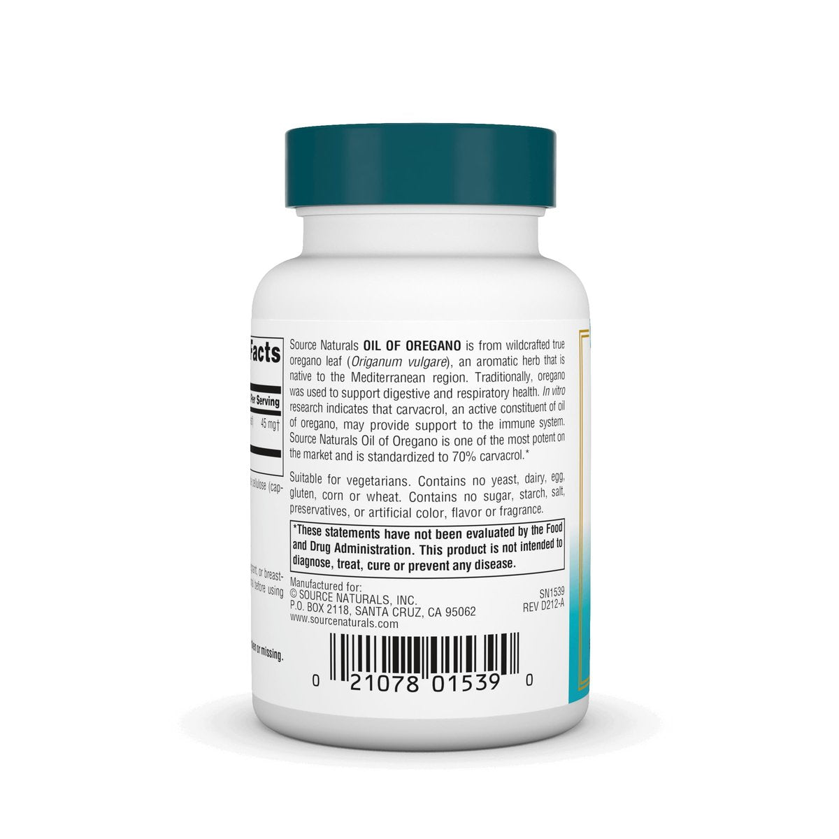 Source Naturals Wellness Öl des Oreganos - Standardisiert auf 70 % Carvacrol - 60 vegane Kapseln