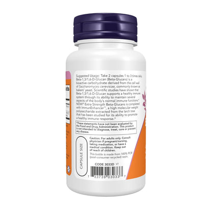 NOW Foods Nahrungsergänzungsmittel, Beta-Glucane mit ImmunEnhancer™ und Lärchen-Arabinogalactan, Extra Stärke, 60 vegane Kapseln