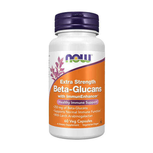 NOW Foods Nahrungsergänzungsmittel, Beta-Glucane mit ImmunEnhancer™ und Lärchen-Arabinogalactan, Extra Stärke, 60 vegane Kapseln
