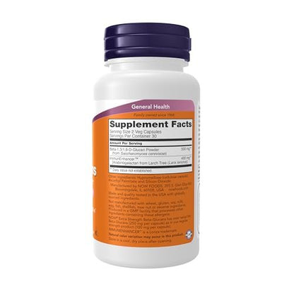 NOW Foods Nahrungsergänzungsmittel, Beta-Glucane mit ImmunEnhancer™ und Lärchen-Arabinogalactan, Extra Stärke, 60 vegane Kapseln