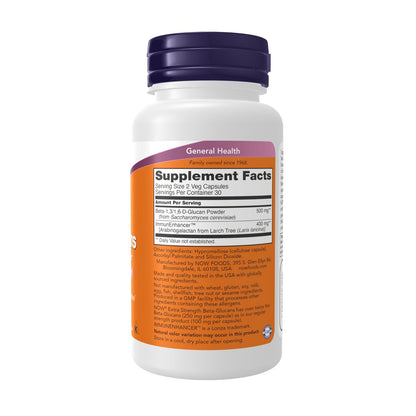 NOW Foods Nahrungsergänzungsmittel, Beta-Glucane mit ImmunEnhancer™ und Lärchen-Arabinogalactan, Extra Stärke, 60 vegane Kapseln