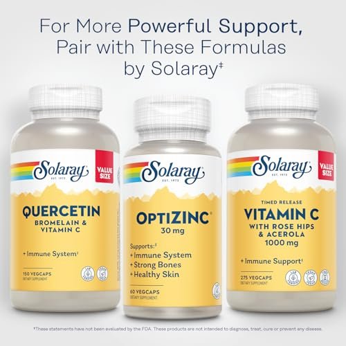 SOLARAY OptiZinc 30mg – Hochdosiertes Zink mit Vitamin B6 für Immunsystem, Knochen & Haut – 60 vegane Kapseln