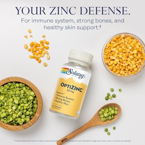 SOLARAY OptiZinc 30mg – Hochdosiertes Zink mit Vitamin B6 für Immunsystem, Knochen & Haut – 60 vegane Kapseln
