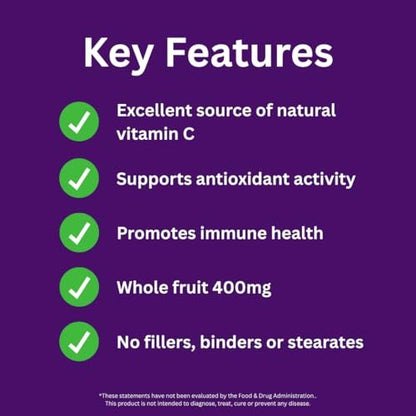 Paradise Herbs Bio Camu Camu Extrakt 400 mg – Reich an Vitamin C, rein & potent, glutenfrei, nicht-GVO, vegan, 60 Kapseln