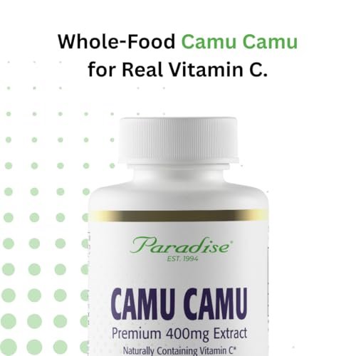 Paradise Herbs Bio Camu Camu Extrakt 400 mg – Reich an Vitamin C, rein & potent, glutenfrei, nicht-GVO, vegan, 60 Kapseln