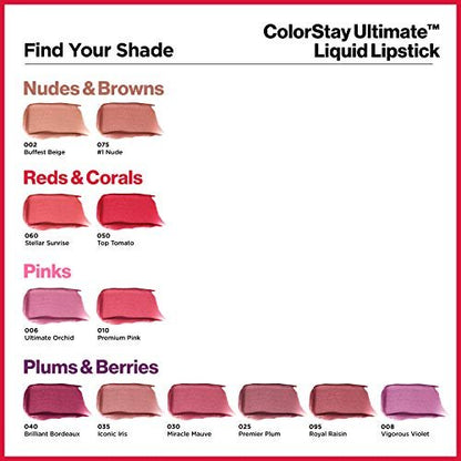 Revlon ColorStay Ultimate Flüssiger Lippenstift – Langhaftende, satte Lippenfarben mit Satin-Finish, 24 Stunden Halt, 020 Buffest Beige, 0,1 fl oz