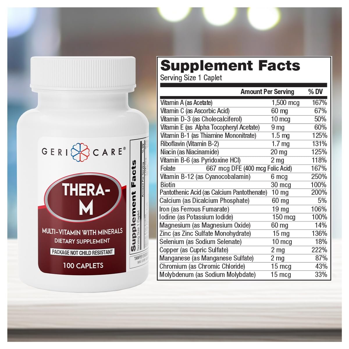 GeriCare Thera M Multivitamin-Kapseln – Vitamine und Mineralien für maximale Nährstoffunterstützung und antioxidativen Schutz, 100 Kapseln