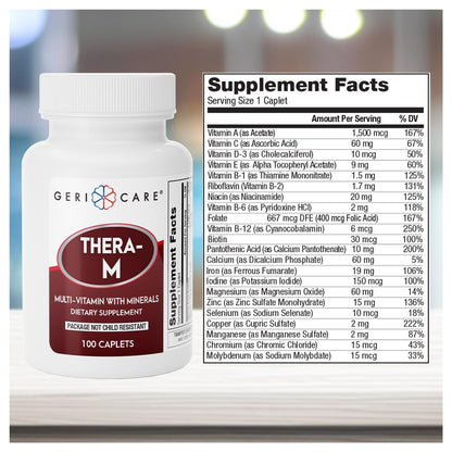 GeriCare Thera M Multivitamin-Kapseln – Vitamine und Mineralien für maximale Nährstoffunterstützung und antioxidativen Schutz, 100 Kapseln