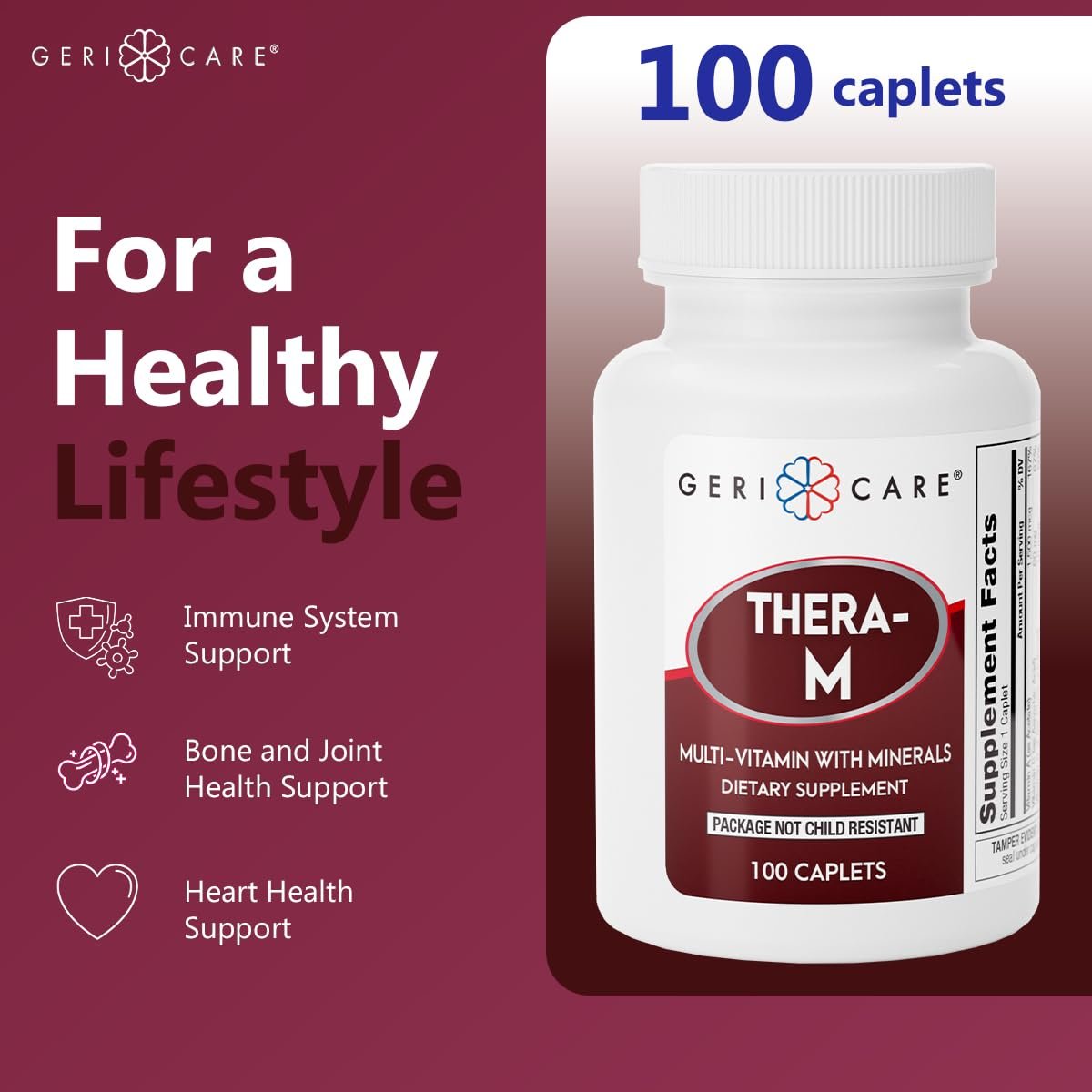GeriCare Thera M Multivitamin-Kapseln – Vitamine und Mineralien für maximale Nährstoffunterstützung und antioxidativen Schutz, 100 Kapseln