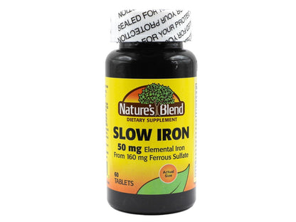 Nature's Blend Slow Iron 50 mg (160 mg) – 60 Tabletten, Vergleichbar mit Slow Fe®