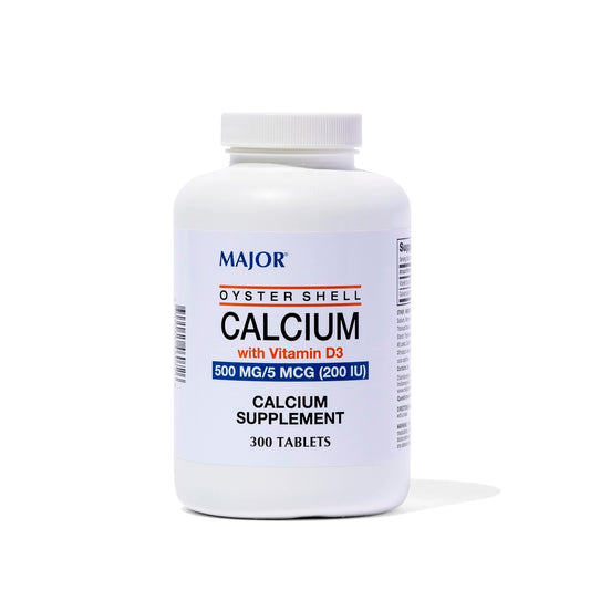 Major Austernschalen-Calcium mit Vitamin D3 500 mg / 5 mcg (200 IE) - Tägliches Calciumpräparat - 300 Tabletten (1 Packung)