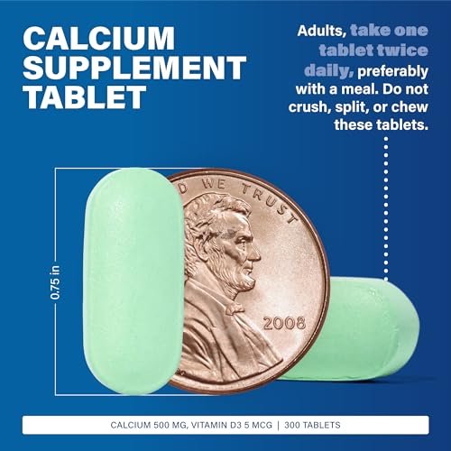 Major Austernschalen-Calcium mit Vitamin D3 500 mg / 5 mcg (200 IE) - Tägliches Calciumpräparat - 300 Tabletten (1 Packung)