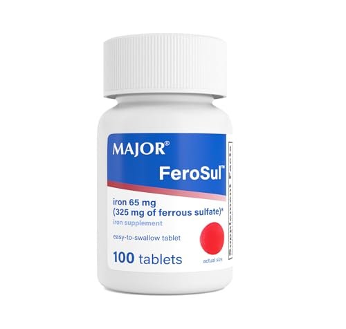 Major Ferosul Eisenpräparat - Ferrosulfat 325 mg Tabletten mit 65 mg elementarem Eisen - Eisen für Frauen und Männer - 100 Stück (1 Packung)