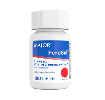 Major Ferosul Eisenpräparat - Ferrosulfat 325 mg Tabletten mit 65 mg elementarem Eisen - Eisen für Frauen und Männer - 100 Stück (1 Packung)