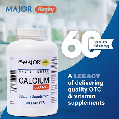 Major Austernschalen Calcium 500 mg - Tägliches Calciumpräparat - 300 Tabletten (1er-Pack)