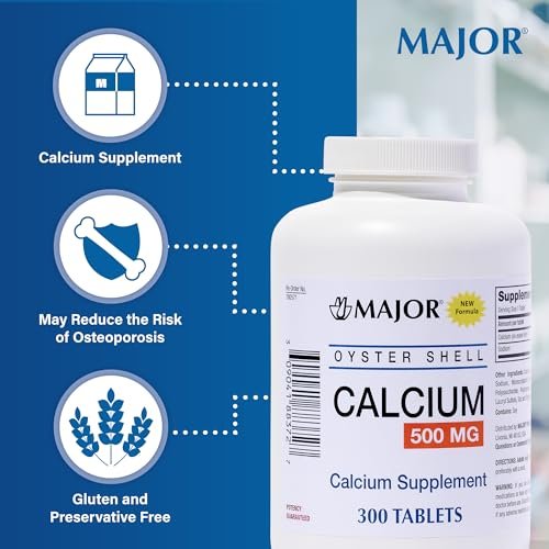Major Austernschalen Calcium 500 mg - Tägliches Calciumpräparat - 300 Tabletten (1er-Pack)