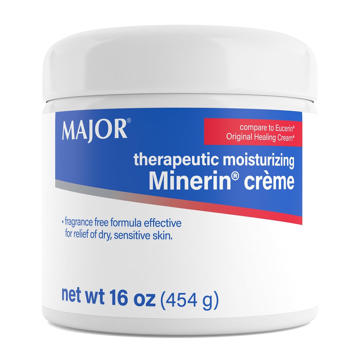 MAJOR Therapeutic Moisturizing Minerin Créme - Feuchtigkeitscreme für trockene Haut - Duftfrei - 454 g (1 Packung)