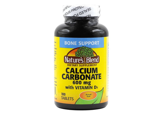 Nature's Blend Calcium Carbonat 600 mg + Vitamin D3 400 IE – 100 Tabletten, Knochenstärkend