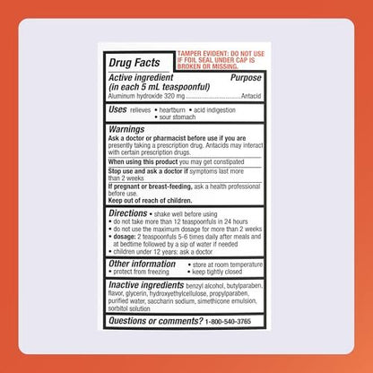 Rugby 320 mg Aluminiumhydroxid-Gel, USP - Antazidum Flüssig - Gegen Magenverstimmung, Sodbrennen und Übersäuerung - Zuckerfrei - Minzgeschmack - 473 ml (1 Packung)