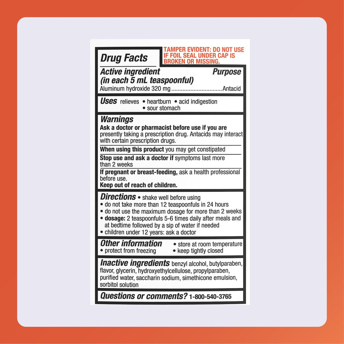 Rugby 320 mg Aluminiumhydroxid-Gel, USP - Antazidum Flüssig - Gegen Magenverstimmung, Sodbrennen und Übersäuerung - Zuckerfrei - Minzgeschmack - 473 ml (1 Packung)