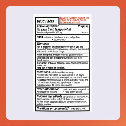 Rugby 320 mg Aluminiumhydroxid-Gel, USP - Antazidum Flüssig - Gegen Magenverstimmung, Sodbrennen und Übersäuerung - Zuckerfrei - Minzgeschmack - 473 ml (1 Packung)