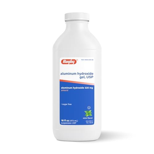 Rugby 320 mg Aluminiumhydroxid-Gel, USP - Antazidum Flüssig - Gegen Magenverstimmung, Sodbrennen und Übersäuerung - Zuckerfrei - Minzgeschmack - 473 ml (1 Packung)