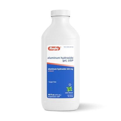 Rugby 320 mg Aluminiumhydroxid-Gel, USP - Antazidum Flüssig - Gegen Magenverstimmung, Sodbrennen und Übersäuerung - Zuckerfrei - Minzgeschmack - 473 ml (1 Packung)