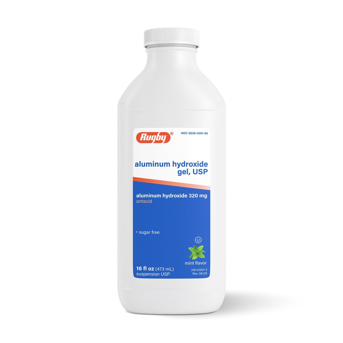 Rugby 320 mg Aluminiumhydroxid-Gel, USP - Antazidum Flüssig - Gegen Magenverstimmung, Sodbrennen und Übersäuerung - Zuckerfrei - Minzgeschmack - 473 ml (1 Packung)