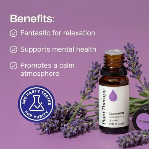 Plant Therapy Lavendel Ätherisches Öl 100% Rein, Unverdünnt, Therapeutische Qualität, Aromatherapie Diffuser für Entspannung und Körperpflege, Gesunde Haut und Haare, 10 ml (1/3 oz)
