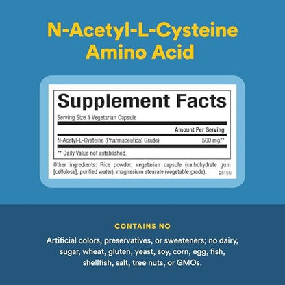 Natural Factors N-Acetyl-L-Cystein 500 mg – Unterstützt gesunde Leber & Lunge, Antioxidans & Immunsystem – 90 vegane Kapseln