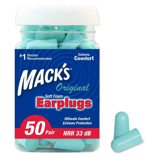 Mack's Original Soft Foam Ohrstöpsel, 50 Paar - 33dB höchste NRR, bequeme Ohrenstöpsel für Schlafen, Schnarchen, Arbeit, Reisen & laute Events | Hergestellt in den USA