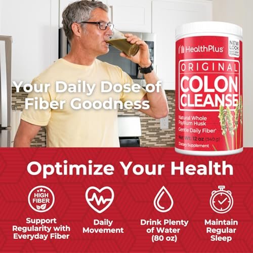 Health Plus Colon Cleanse - Natürliches tägliches Ballaststoffpulver - Glutenfrei, Entgiftung, Herzgesund (340 g, 48 Portionen)