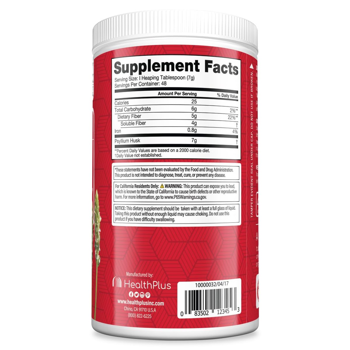 Health Plus Colon Cleanse - Natürliches tägliches Ballaststoffpulver - Glutenfrei, Entgiftung, Herzgesund (340 g, 48 Portionen)