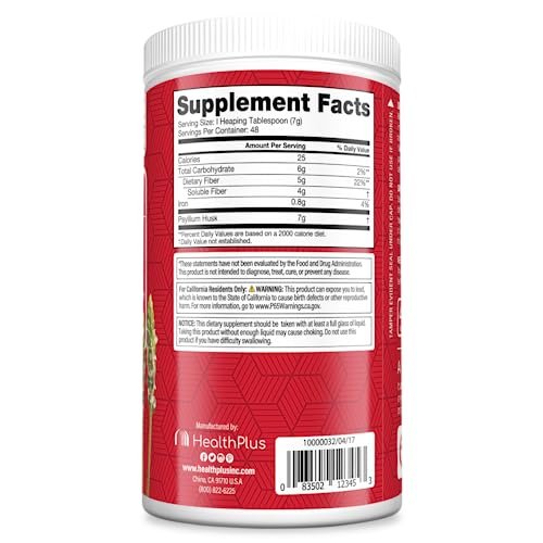 Health Plus Colon Cleanse - Natürliches tägliches Ballaststoffpulver - Glutenfrei, Entgiftung, Herzgesund (340 g, 48 Portionen)
