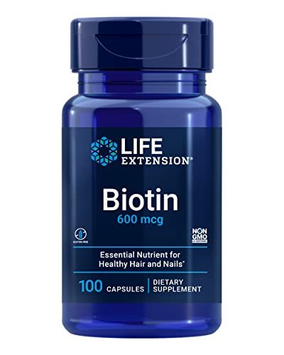 Life Extension Biotin 600 mcg – Vitamin B7 für schönes Haar, Nägel und mehr – 100 Kapseln, glutenfrei, nicht-GVO