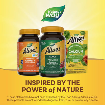 Nature's Way Alive! Erwachsene Premium Multivitamin Gummis, voller B-Vitamin-Komplex, unterstützt den Energiestoffwechsel und die Herzgesundheit*, Trauben- und Kirschgeschmack, 90 Gummis (Verpackung kann variieren)