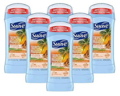 Suave Deodorant 2,6 Unzen 24h Tropic Paradise Invisible Fest (76ml) (6er Pack)