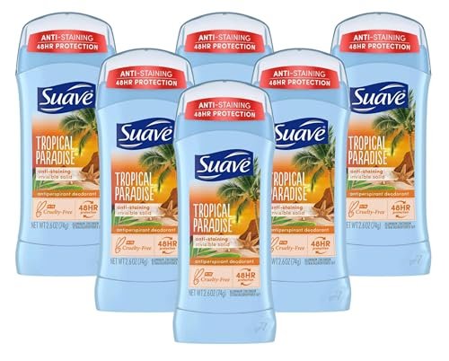 Suave Deodorant 2,6 Unzen 24h Tropic Paradise Invisible Fest (76ml) (6er Pack)