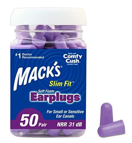 Mack's Slim Fit Soft Foam Ohrstöpsel, 50 Paar – Kleine Ohrstöpsel für Schlafen, Schnarchen, Reisen, Konzerte, Schießsport & Elektrowerkzeuge | Hergestellt in USA