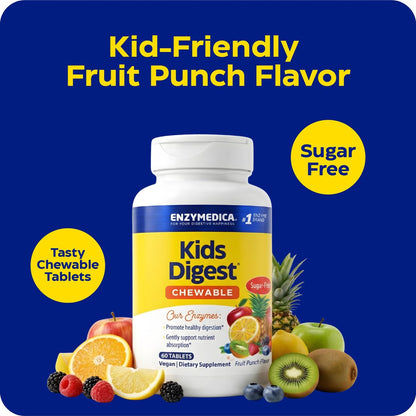 ENZYMEDICA Kids Digest Chewable Kapseln – 60 Stück, Verdauungsenzyme für Kinder