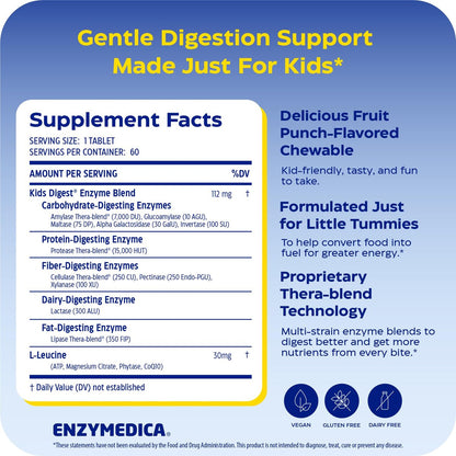 ENZYMEDICA Kids Digest Chewable Kapseln – 60 Stück, Verdauungsenzyme für Kinder
