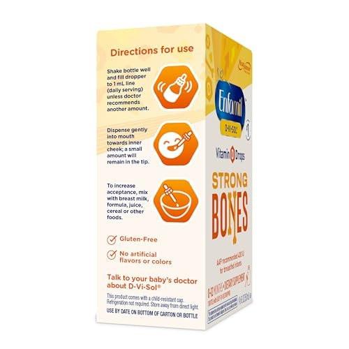 Enfamil Baby Vitamin D-Vi-Sol Flüssige Nahrungsergänzung für Säuglinge – Unterstützt starke Zähne & Knochen, glutenfrei, 50-Tage-Vorrat, Tropfflasche