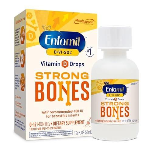 Enfamil Baby Vitamin D-Vi-Sol Flüssige Nahrungsergänzung für Säuglinge – Unterstützt starke Zähne & Knochen, glutenfrei, 50-Tage-Vorrat, Tropfflasche