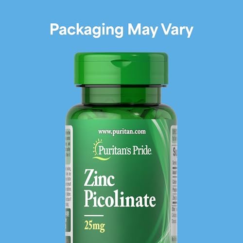 Puritan's Pride Zinkpicolinat 25 mg mit Calcium und Phosphor – Vegetarisches Nahrungsergänzungsmittel für Immunsystem, Energiestoffwechsel, Zellteilung und Wachstum, 100 Tabletten
