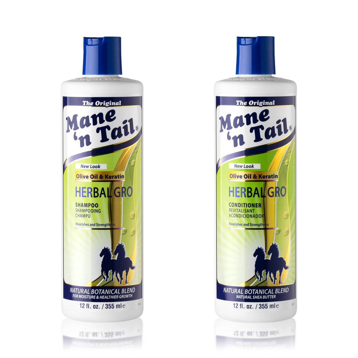 Mane 'n Tail Herbal Gro Shampoo und Conditioner Set (2 x 355 ml) mit Olivenöl-Komplex – Stärkt und pflegt das Haar