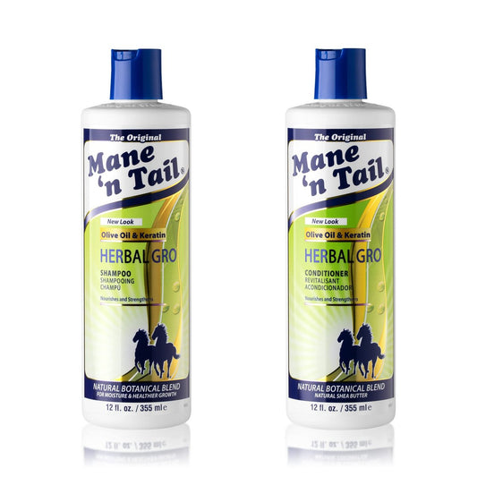 Mane 'n Tail Herbal Gro Shampoo und Conditioner Set (2 x 355 ml) mit Olivenöl-Komplex – Stärkt und pflegt das Haar