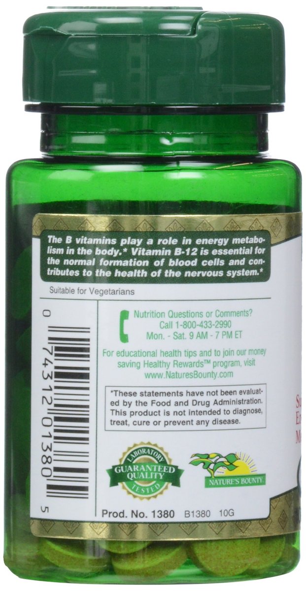 Nature's Bounty Vitamin B-12 1000 mcg Tabletten, 100 Stück (1er Pack)