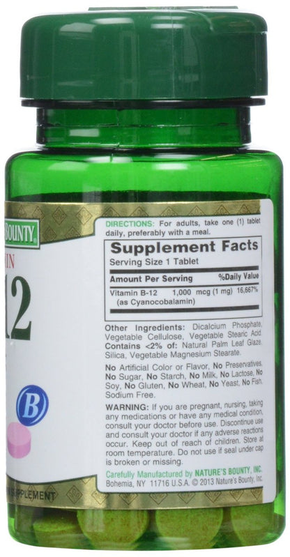 Nature's Bounty Vitamin B-12 1000 mcg Tabletten, 100 Stück (1er Pack)