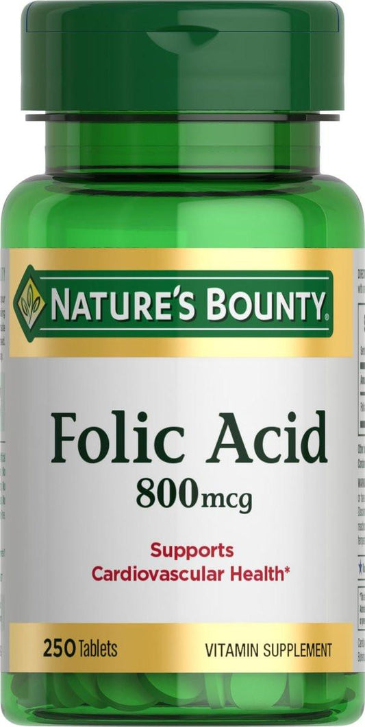 Nature's Bounty Folsäure 800 mcg – 250 Tabletten für die Herz-Kreislauf-Gesundheit